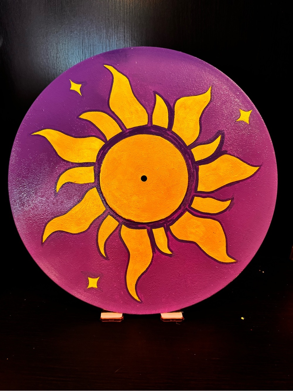 Vinyl Record Upcycled “Tangled” Sun Wall Art